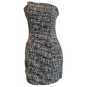Tobi Strapless Tweed Mini Dress Black M Flecked Bodycon Fitted Party Cocktail